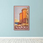 Reisposter van Vesuvius en de baai van Napels Canvas Afdruk (Insitu (Houten vloer))