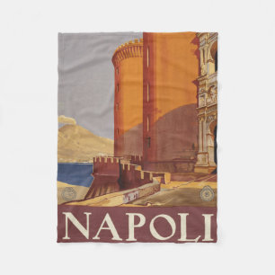 Reisposter van Vesuvius en de baai van Napels Fleece Deken