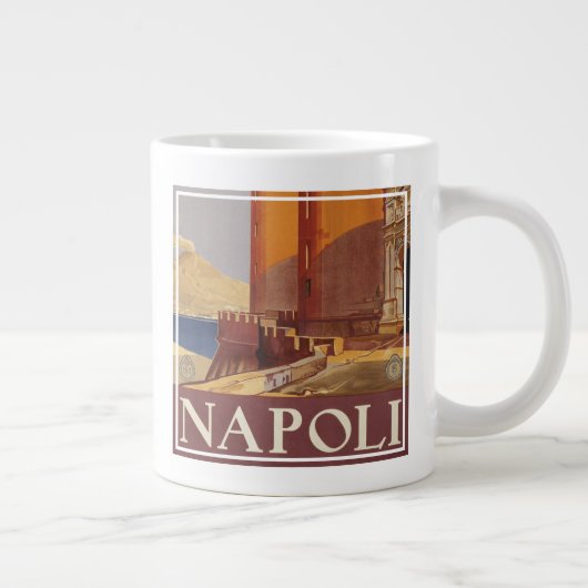 Reisposter van Vesuvius en de baai van Napels Grote Koffiekop (Rechts)