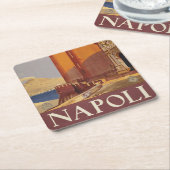 Reisposter van Vesuvius en de baai van Napels Kartonnen Onderzetters (Schuin)
