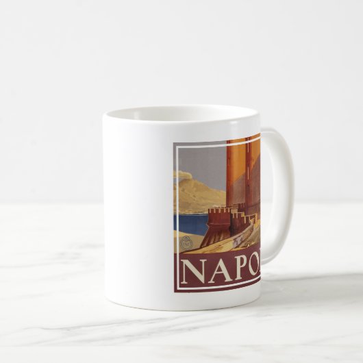 Reisposter van Vesuvius en de baai van Napels Koffiemok (Voorkant rechts)