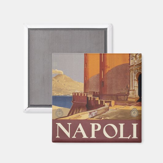 Reisposter van Vesuvius en de baai van Napels Magneet (Voorkant / Achterkant)