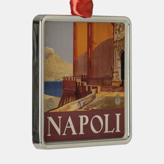 Reisposter van Vesuvius en de baai van Napels Metalen Ornament (Rechts)