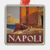 Reisposter van Vesuvius en de baai van Napels Metalen Ornament (Voorkant)