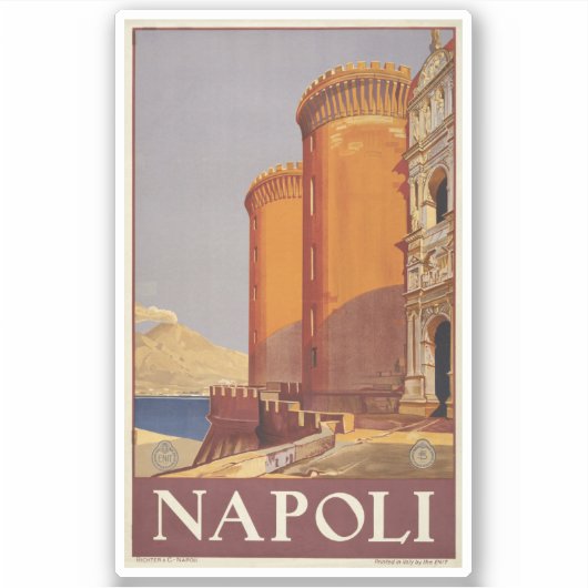 Reisposter van Vesuvius en de baai van Napels Sticker (Voorkant)