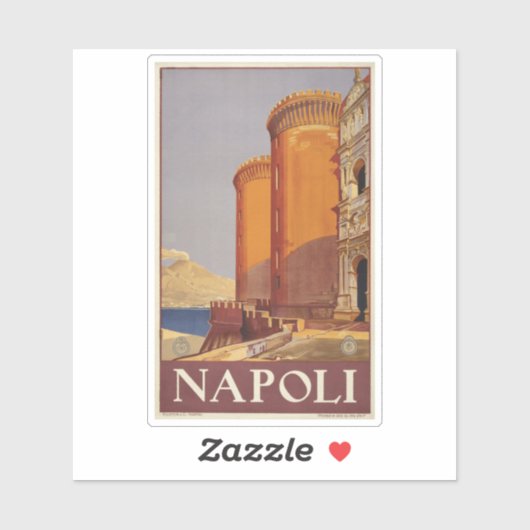 Reisposter van Vesuvius en de baai van Napels Sticker (Vel)
