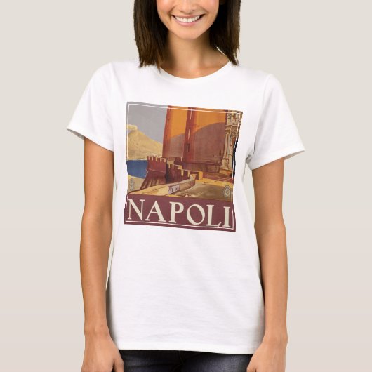 Reisposter van Vesuvius en de baai van Napels T-shirt (Voorkant)