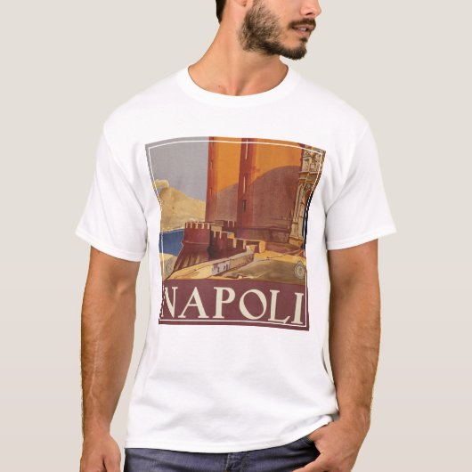 Reisposter van Vesuvius en de baai van Napels T-shirt (Voorkant)