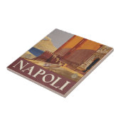 Reisposter van Vesuvius en de baai van Napels Tegeltje (Zijkant)