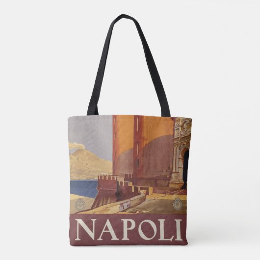 Reisposter van Vesuvius en de baai van Napels Tote Bag (Achterkant)