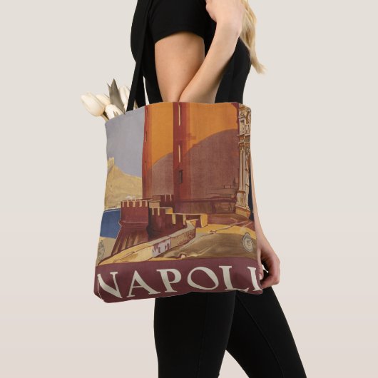 Reisposter van Vesuvius en de baai van Napels Tote Bag (Dichtbij)