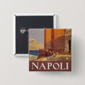 Reisposter van Vesuvius en de baai van Napels Vierkante Button 5,1 Cm (Voorkant /achterkant)