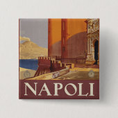 Reisposter van Vesuvius en de baai van Napels Vierkante Button 5,1 Cm (Voorkant)
