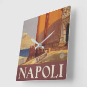 Reisposter van Vesuvius en de baai van Napels Vierkante Klok (Hoek)