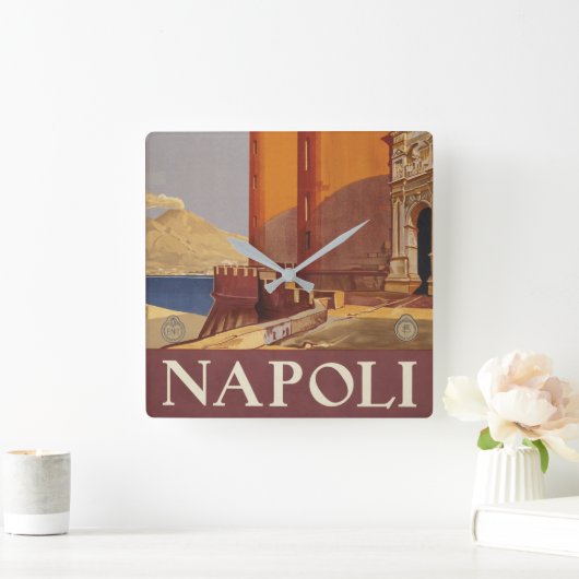 Reisposter van Vesuvius en de baai van Napels Vierkante Klok (Huis)