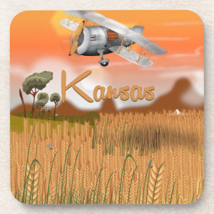 Reisposter van vintage Kansas tarweveld Onderzetter