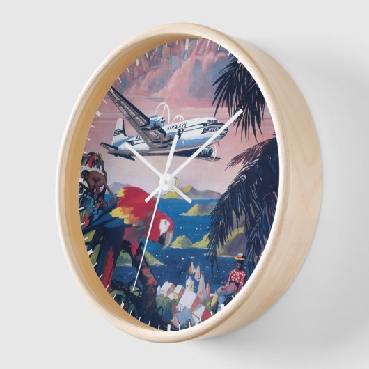 Reisposter van watervliegtuig vliegend over Caribi (Hoek)