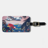 Reisposter van watervliegtuig vliegend over Caribi Bagagelabel (Voorkant horizontaal)