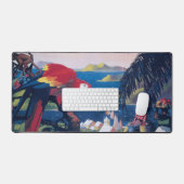 Reisposter van watervliegtuig vliegend over Caribi Bureaumat (Keyboard & Muis)