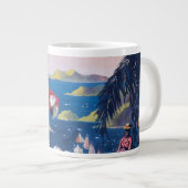 Reisposter van watervliegtuig vliegend over Caribi Grote Koffiekop (Voorkant rechts)