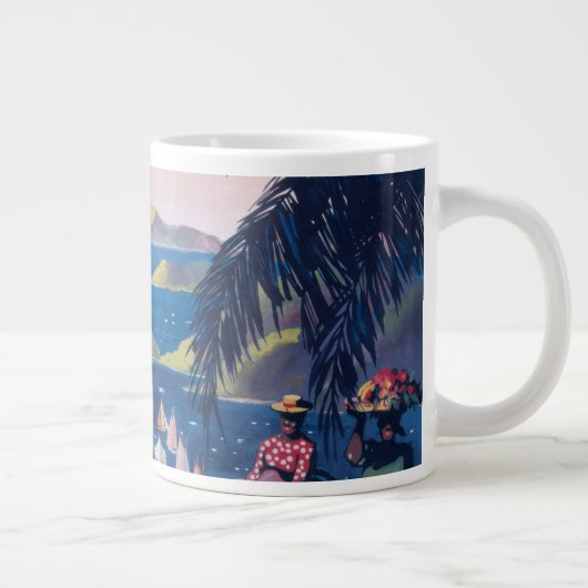 Reisposter van watervliegtuig vliegend over Caribi Grote Koffiekop (Rechts)