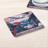 Reisposter van watervliegtuig vliegend over Caribi Kartonnen Onderzetters (Schuin)