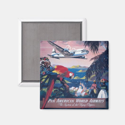 Reisposter van watervliegtuig vliegend over Caribi Magneet (Voorkant / Achterkant)