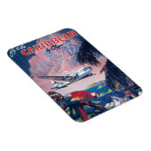 Reisposter van watervliegtuig vliegend over Caribi Magneet (Rechterzijde)