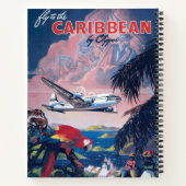 Reisposter van watervliegtuig vliegend over Caribi Notitieboek (Achterkant)