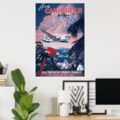 Reisposter van watervliegtuig vliegend over Caribi Poster (Thuiskantoor)