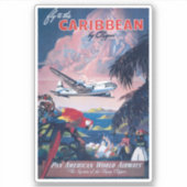 Reisposter van watervliegtuig vliegend over Caribi Sticker (Voorkant)