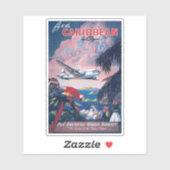 Reisposter van watervliegtuig vliegend over Caribi Sticker (Vel)