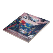 Reisposter van watervliegtuig vliegend over Caribi Tegeltje (Zijkant)