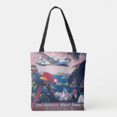 Reisposter van watervliegtuig vliegend over Caribi Tote Bag (Achterkant)