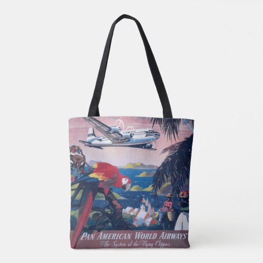 Reisposter van watervliegtuig vliegend over Caribi Tote Bag (Achterkant)