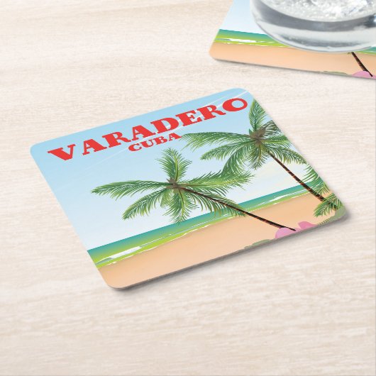 Reisposter Varadero Cuban Kartonnen Onderzetters (Schuin)