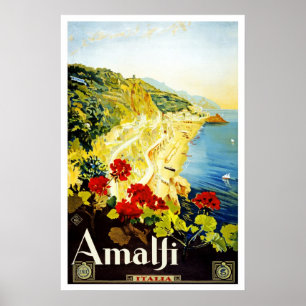 Reisposter Vintage Amalfi Italië Europa Poster