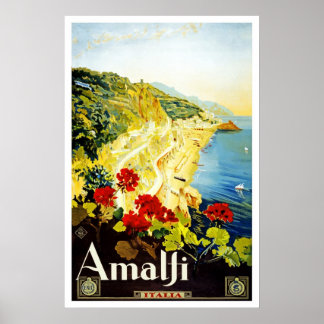 Reisposter Vintage Amalfi Italië Europa Poster