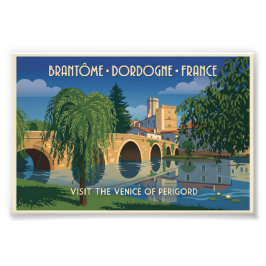 Reisposter Vintage Brantôme Dordogne Frankrijk Foto Afdruk
