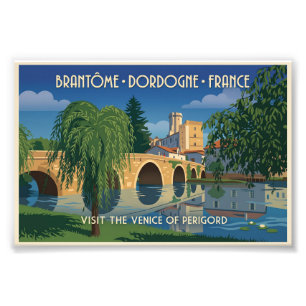 Reisposter Vintage Brantôme Dordogne Frankrijk Foto Afdruk