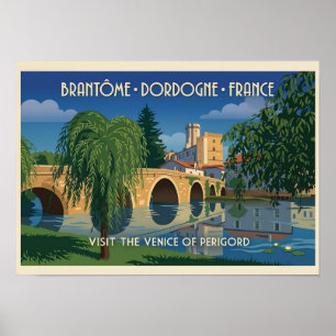 Reisposter Vintage Brantôme Dordogne Frankrijk Poster