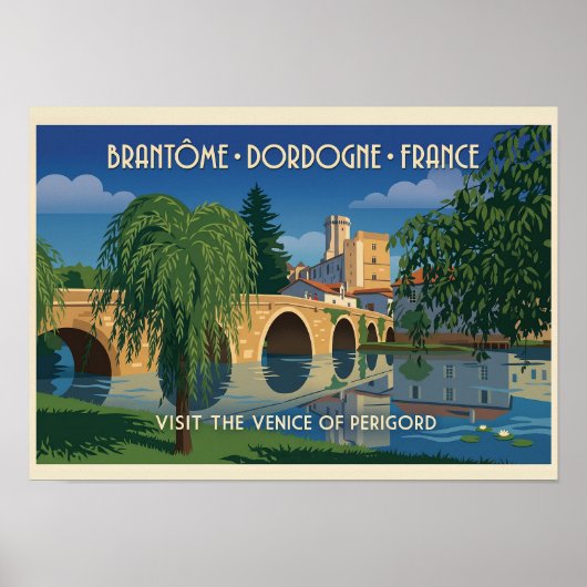 Reisposter Vintage Brantôme Dordogne Frankrijk Poster (Voorkant)