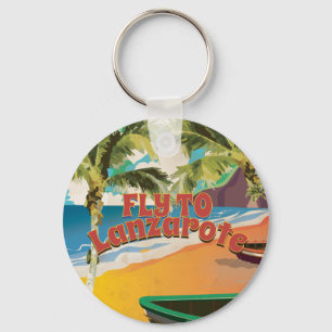 Reisposter Vintage Fly To Lanzarote Sleutelhanger
