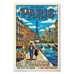 Reisposter Vintage Parijs - De Stad der Lichten Foto Afdruk