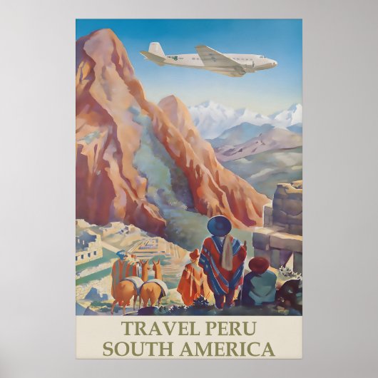 Reisposter Vintage Peru Machu Picchu Andes Poster (Voorkant)