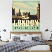 Reisposter Vintage Visit London Canvas Afdruk (Insitu (Slaapkamer))