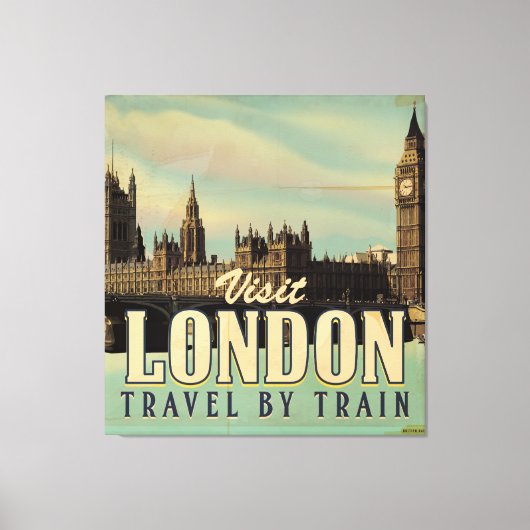 Reisposter Vintage Visit London Canvas Afdruk (Voorkant)