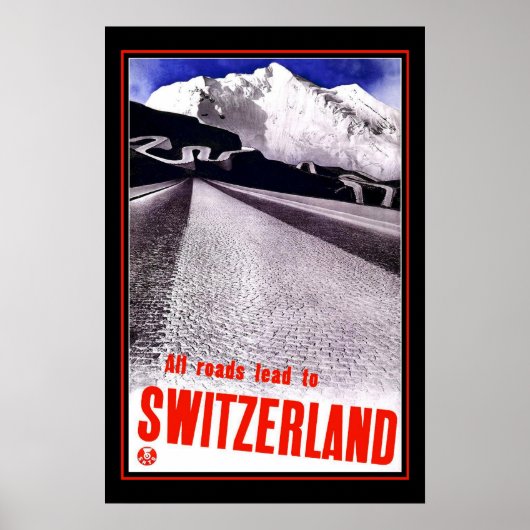 Reisposter Vintage Zwitserland Skiën Poster (Voorkant)