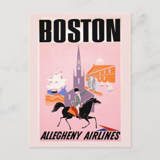 Reisposter voor Allegheny Airlines naar Boston Briefkaart (Voorkant)
