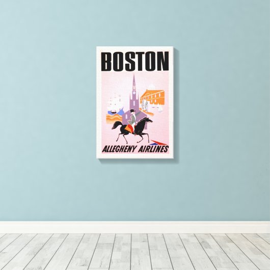 Reisposter voor Allegheny Airlines naar Boston Canvas Afdruk (Insitu (Houten vloer))